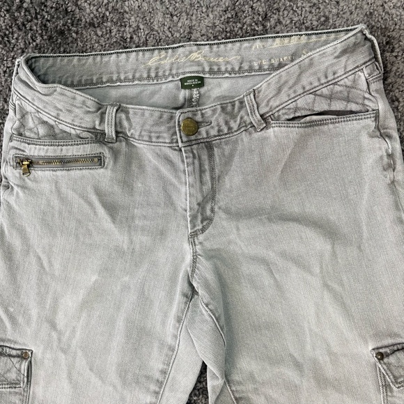 Eddie Bauer Modern slim fit cargo pockets light gray low rise denim jeans size 8 - Picture 4 of 16